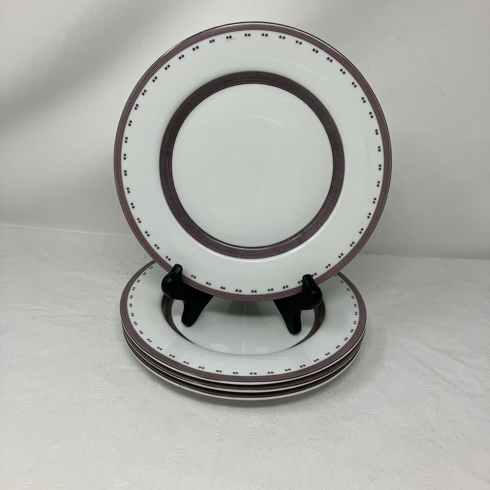 Dansk Gridworks Burgundy Salad Luncheon Plates Lot Of 4